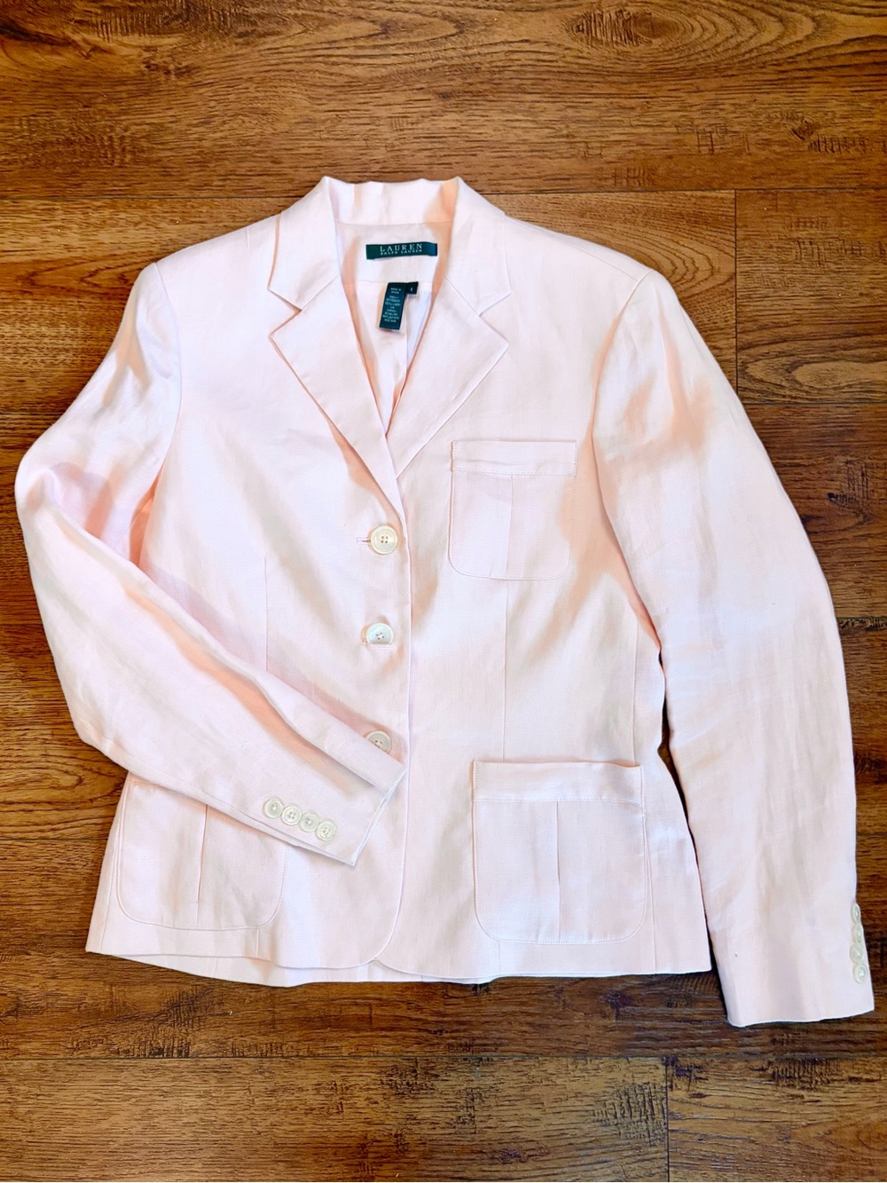 Lauren Ralph Lauren Pale Pink Linen Blazer